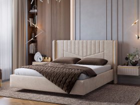 Кровать двуспальная 1,6м Диор (кашемир суфле (велюр)) в Краснозёрском - krasnozyorskoe.mebel-nsk.ru | фото