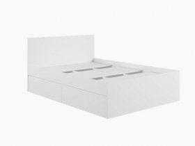 Кровать двуспальная с ящиками 1,4м Мадера-М1400 (белый) в Краснозёрском - krasnozyorskoe.mebel-nsk.ru | фото