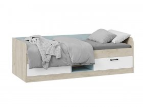 Кровать комбинированная «Оливер» Тип 1 401.003.000 (дуб крафт серый/белый/серо-голубой) в Краснозёрском - krasnozyorskoe.mebel-nsk.ru | фото