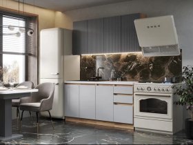 Кухонный гарнитур Ника 1,6 м (графит/серый софт) в Краснозёрском - krasnozyorskoe.mebel-nsk.ru | фото