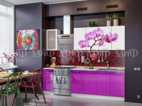 Кухонный гарнитур Орхидея (фиолетовый) в Краснозёрском - krasnozyorskoe.mebel-nsk.ru | фото