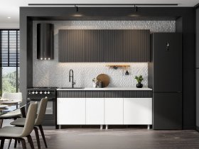 Кухонный гарнитур София (2,0м) (бланж/графит матовый) в Краснозёрском - krasnozyorskoe.mebel-nsk.ru | фото