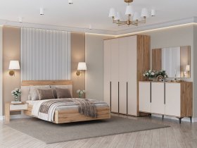 Модульная спальня Сицилия (дуб альпийский/тефия) в Краснозёрском - krasnozyorskoe.mebel-nsk.ru | фото