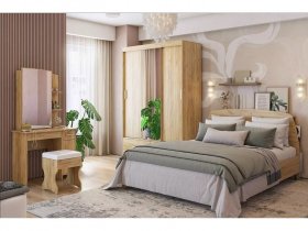 Модульная спальня Виктория-1 (дуб крафт золотой) в Краснозёрском - krasnozyorskoe.mebel-nsk.ru | фото