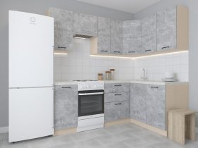 Модульная угловая кухня 1,4м*2,1м Лада (цемент) в Краснозёрском - krasnozyorskoe.mebel-nsk.ru | фото