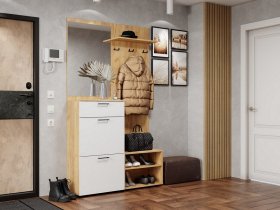 Прихожая Монтана (дуб крафт золотой/белый) в Краснозёрском - krasnozyorskoe.mebel-nsk.ru | фото