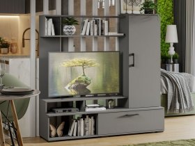 Стенка «Сиена» (графит серый) в Краснозёрском - krasnozyorskoe.mebel-nsk.ru | фото
